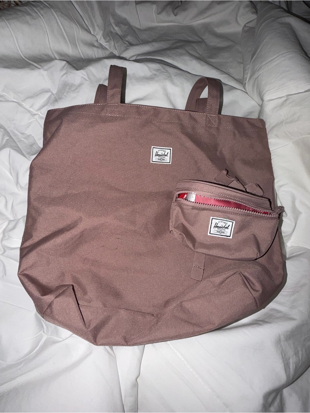 Herschel Supply Company Dusty Rose Backpack Tote w/ matching Belt Bag